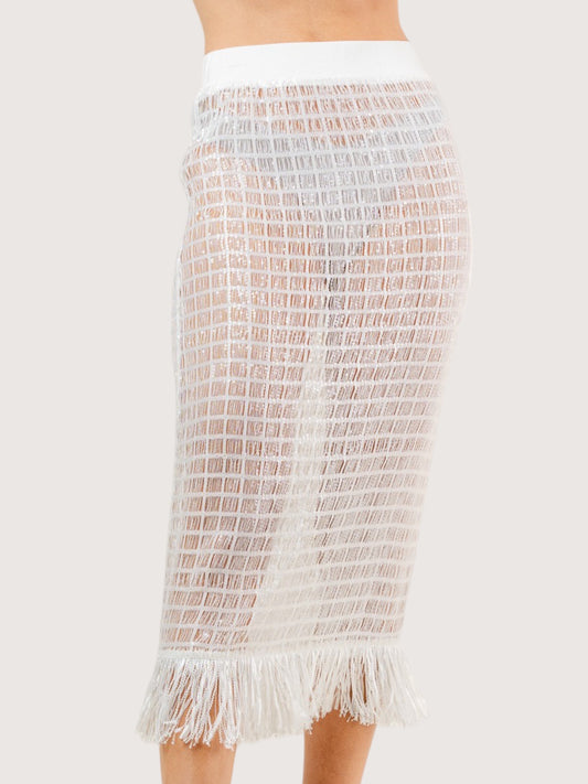 Sequin Net Midi Skirt