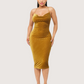 Cowl Neck Midi Dress | Mustard