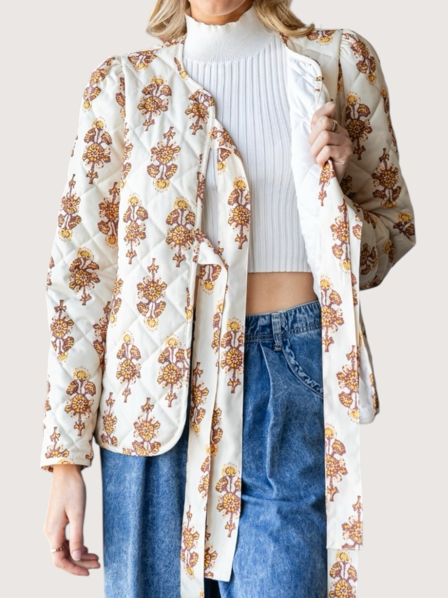 Floral Print Quilted Jacket