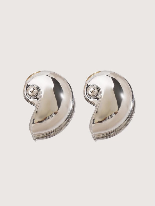 Chunky Spiral Conch Earring | Silver