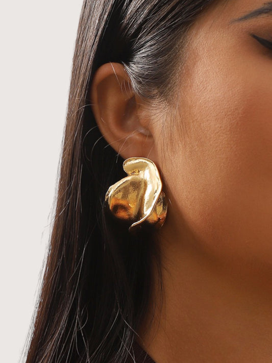 Curved Textured Earring | Gold