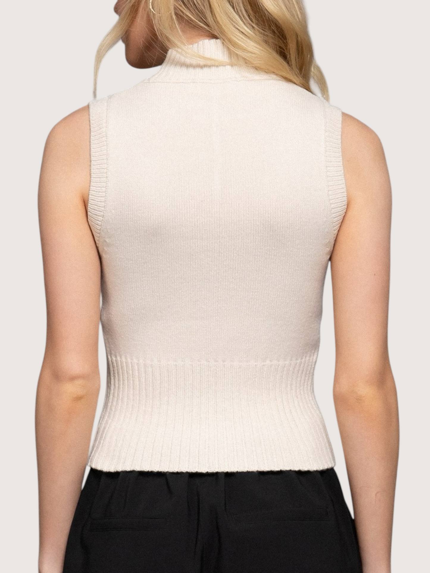 Zip Up Sweater Tank | Cream