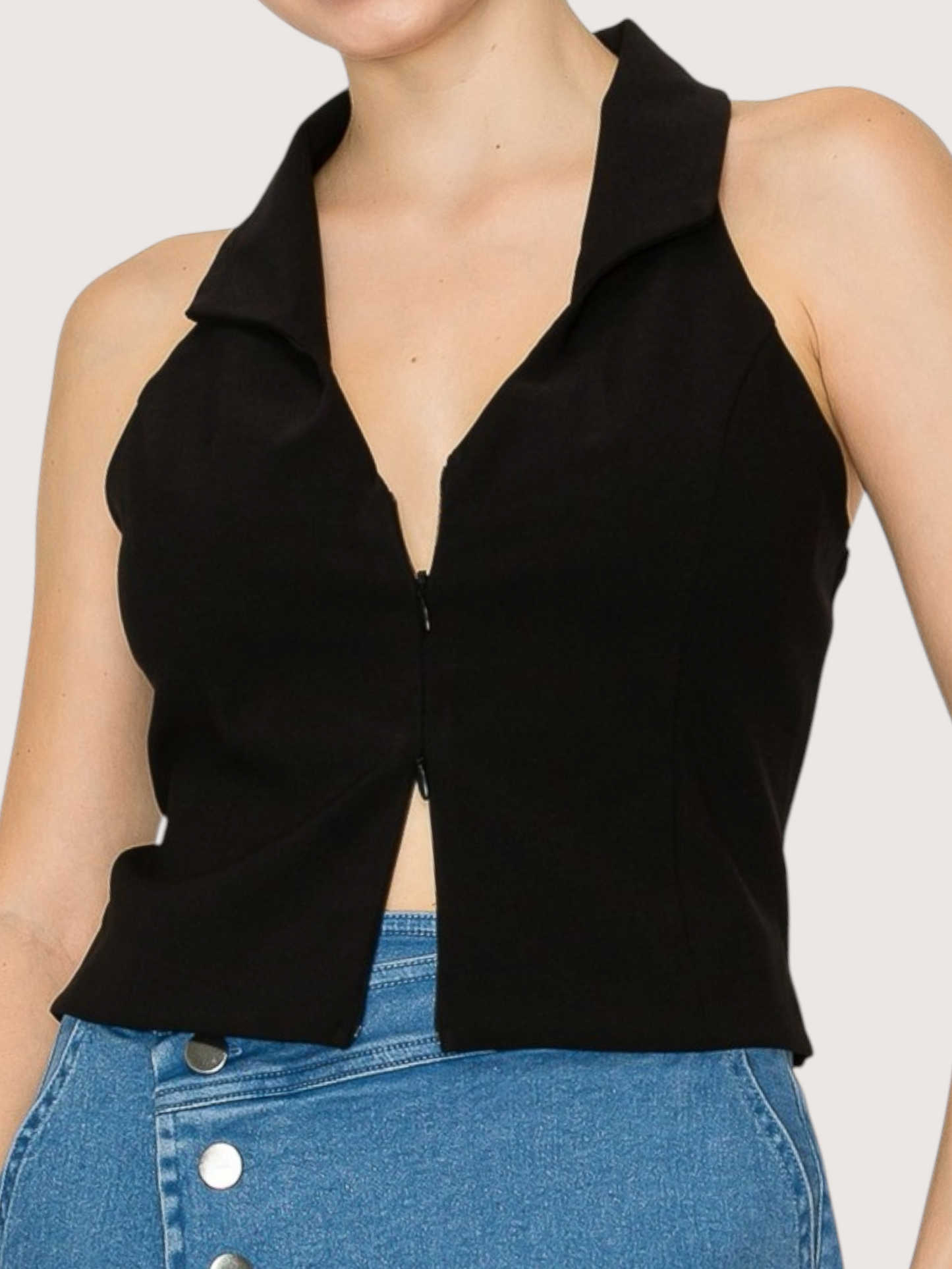 Zip Front Halter Top