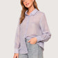 Button Up Shimmer Blouse | Blue