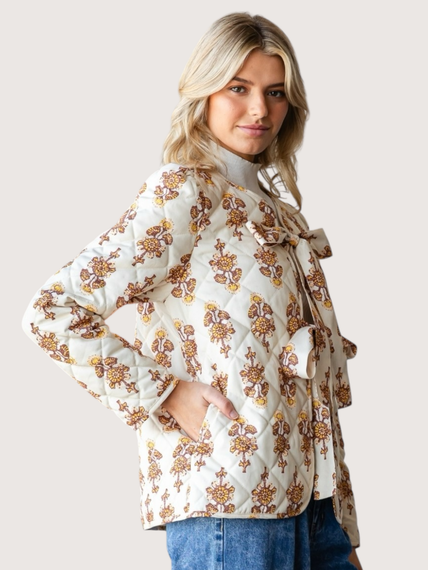 Floral Print Quilted Jacket