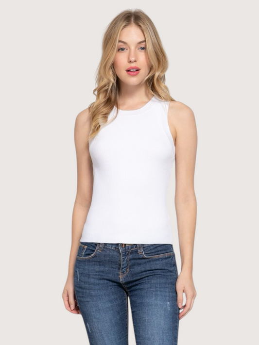 Sleeveless Knit Tank |White