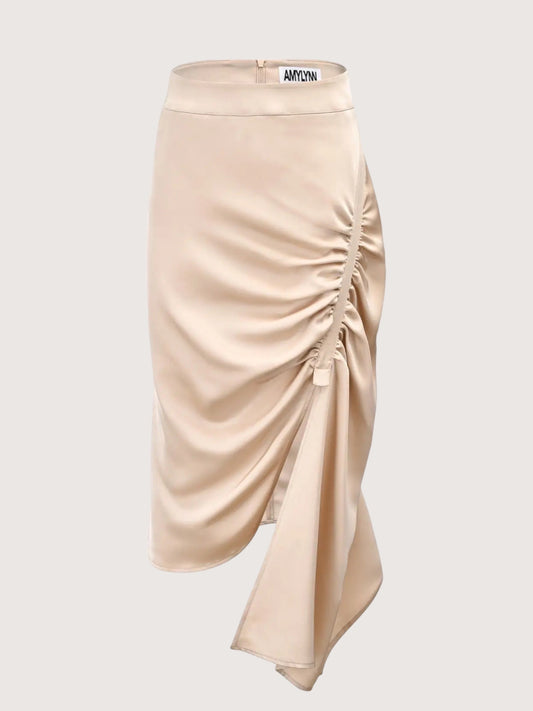 Ruched Satin Skirt