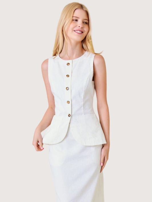 Sleeveless Button Front Vest