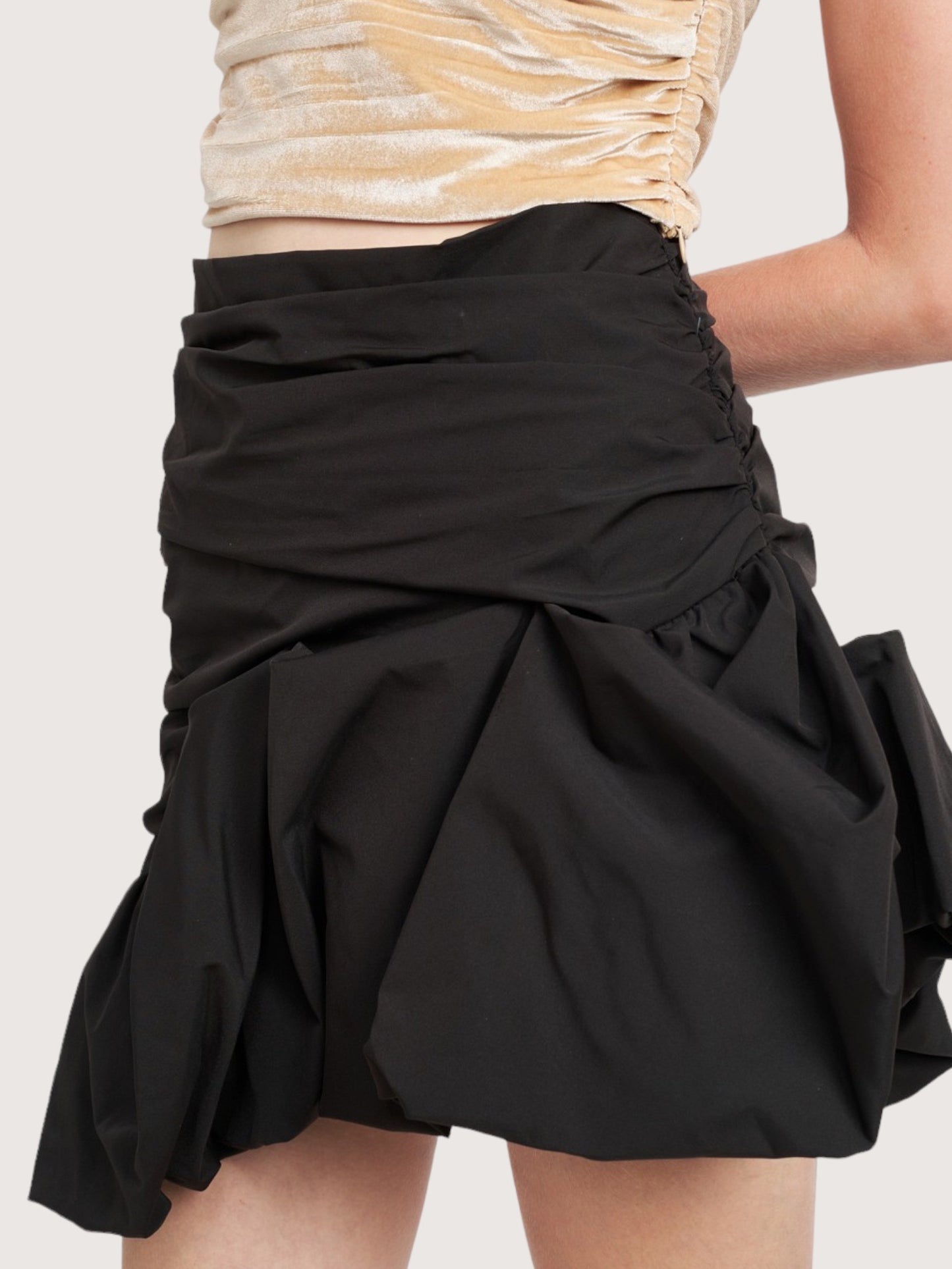 Ruched Bubble Hem Skirt