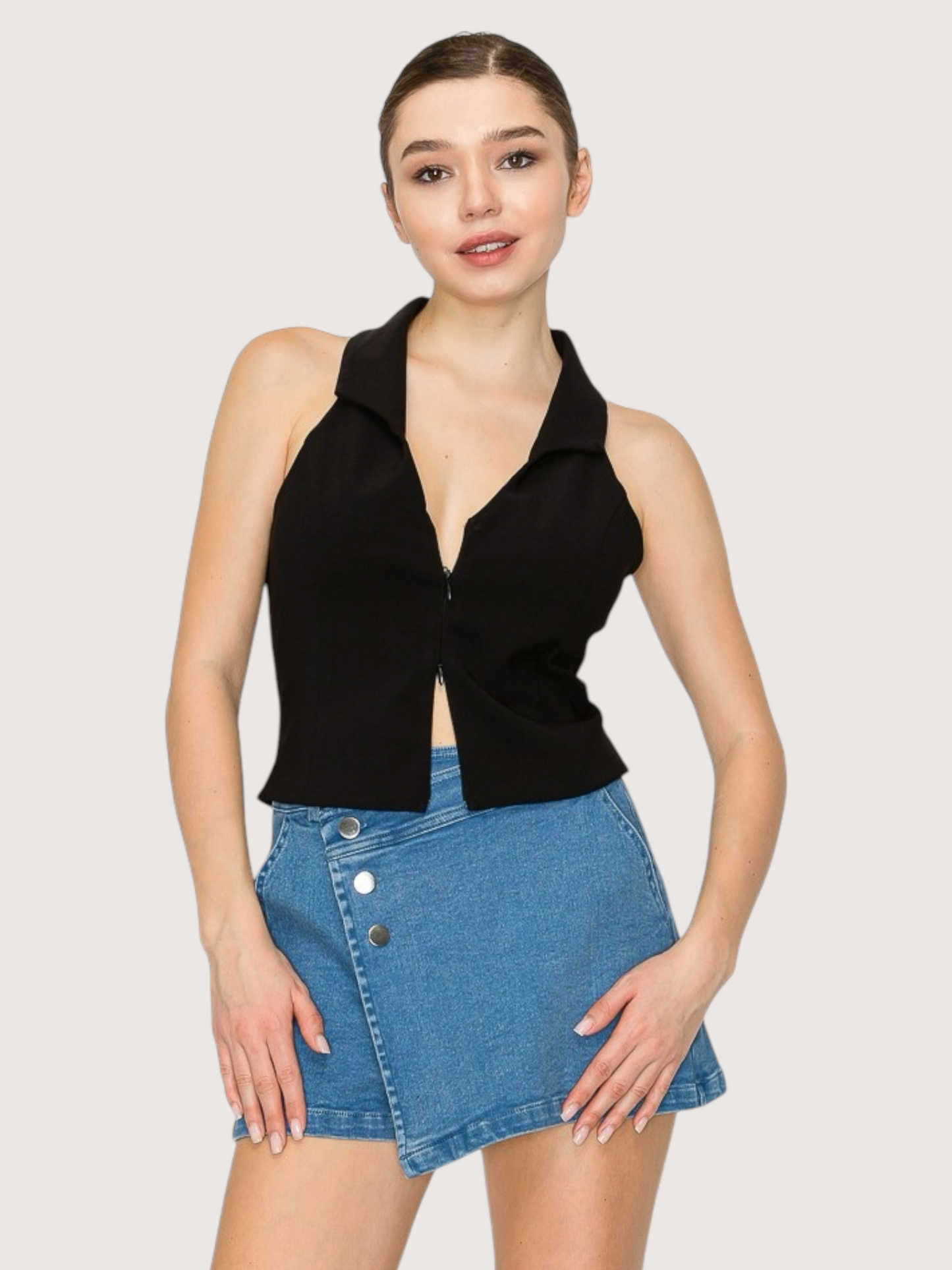 Zip Front Halter Top