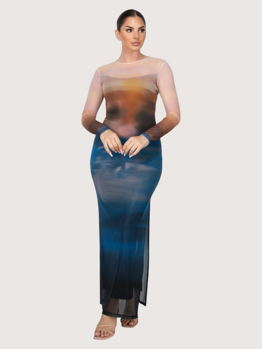 Mesh Ombre Dress | Blue