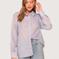 Button Up Shimmer Blouse | Blue
