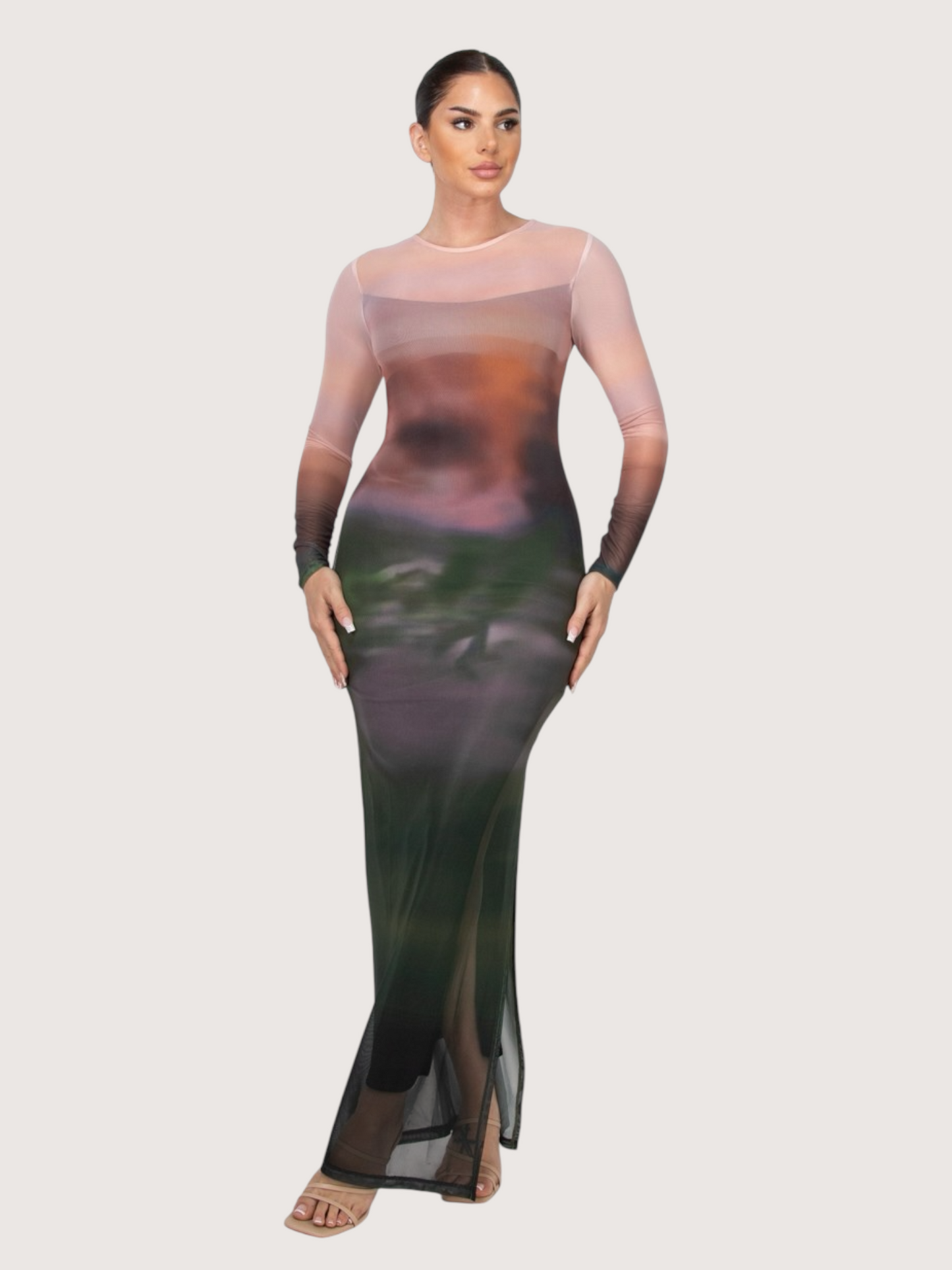 Mesh Ombre Dress | Olive