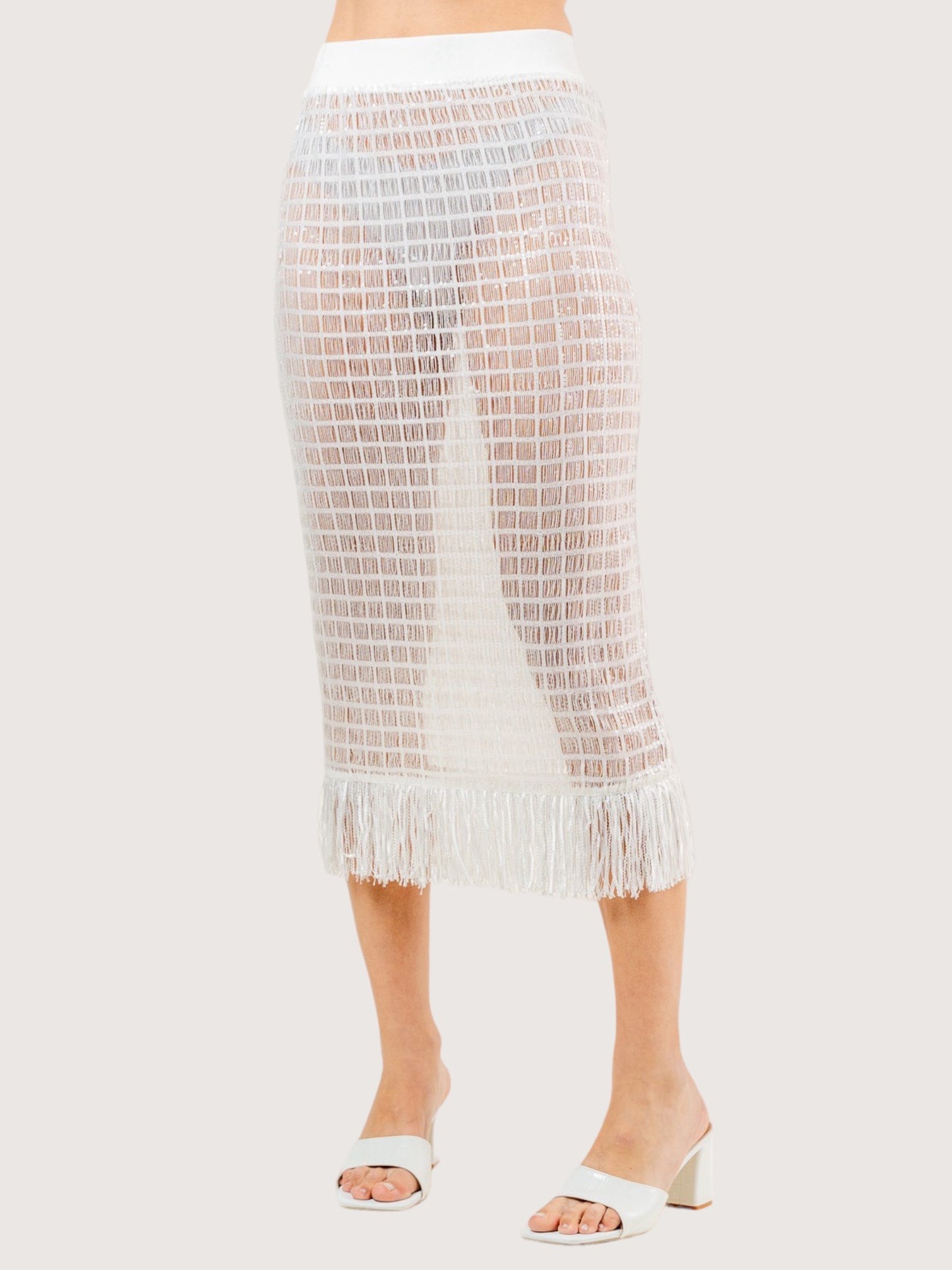 Sequin Net Midi Skirt