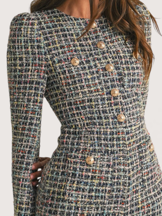 Long Sleeve Tweed Romper