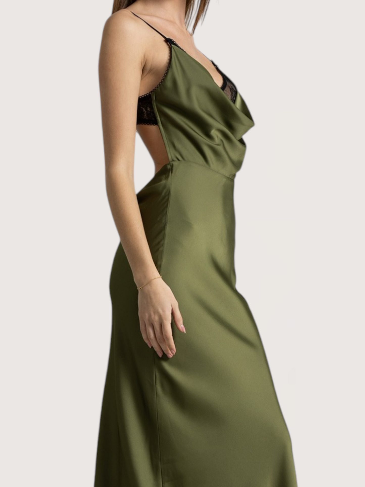 Peek A Boo Slip Dress | Olive