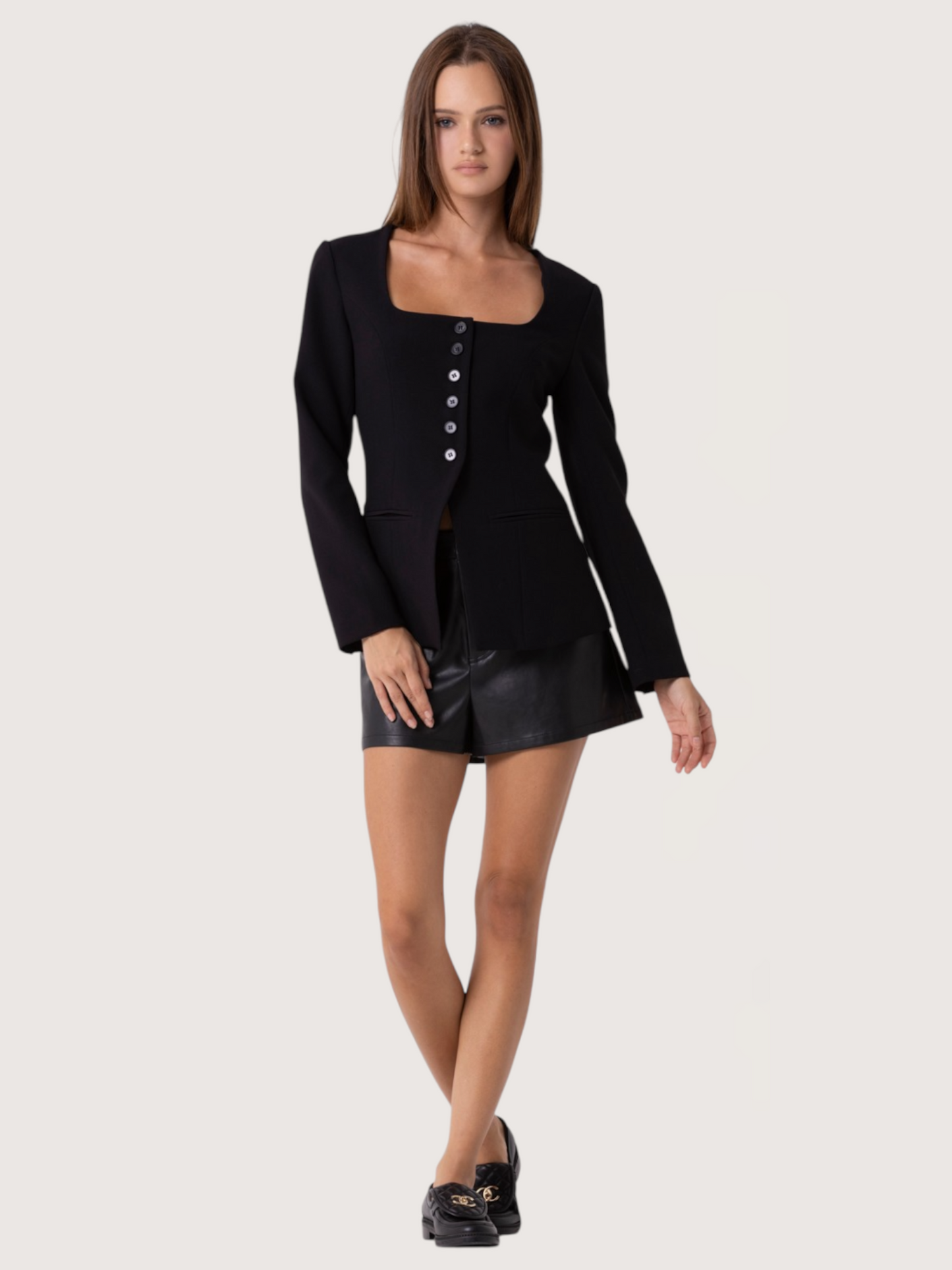 Square Neck Blazer Top