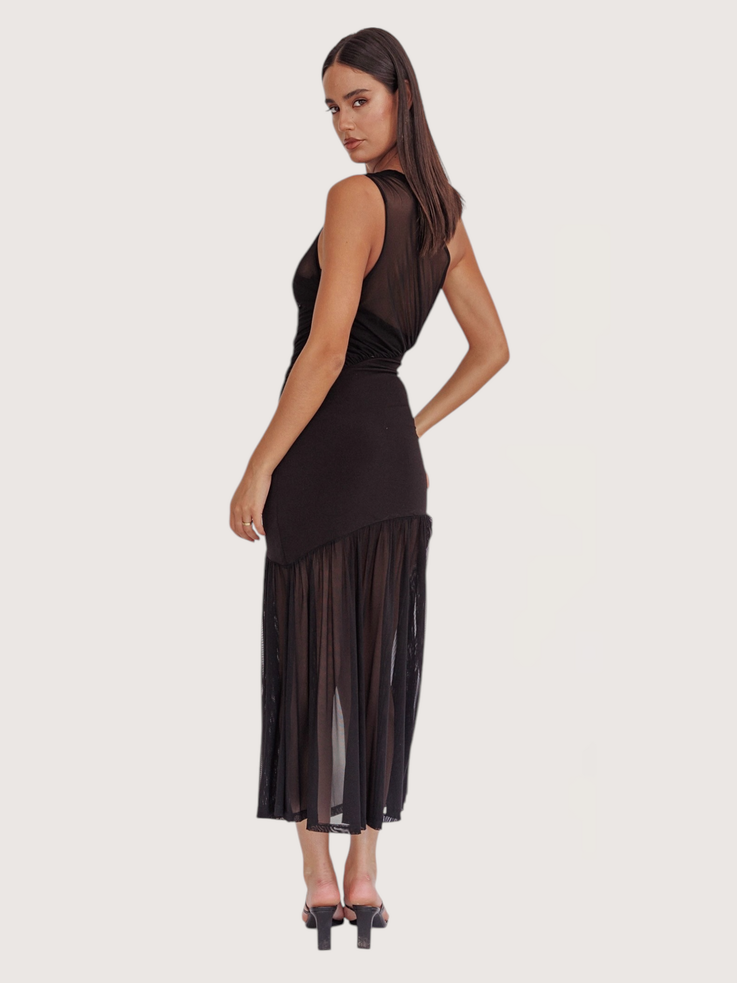 One Shoulder Mesh Dress