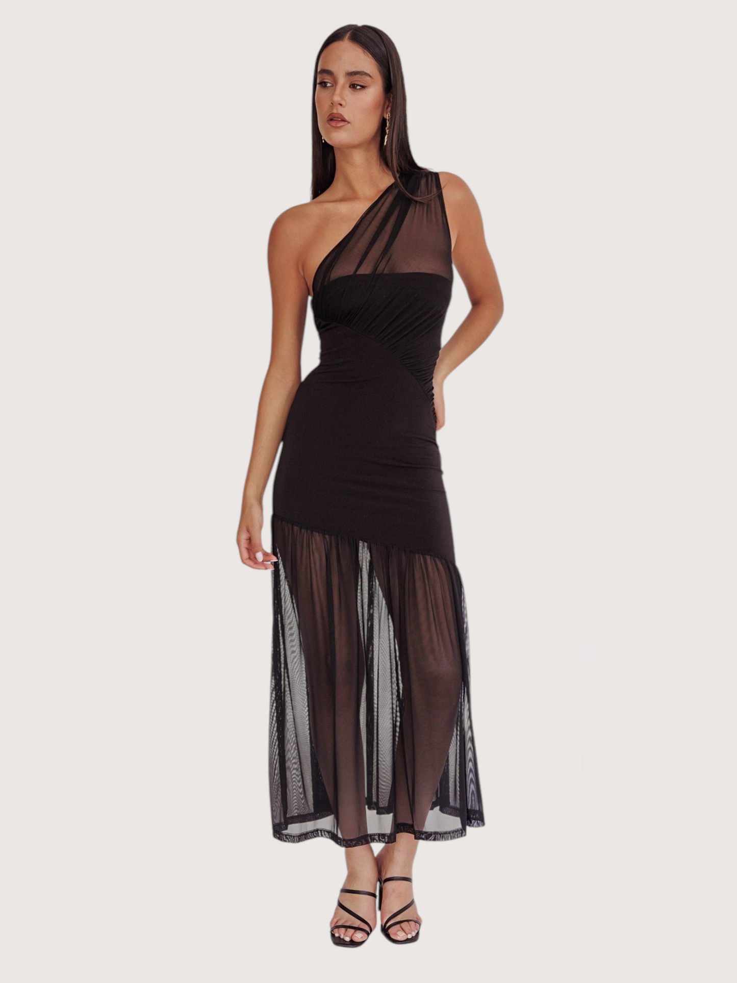 One Shoulder Mesh Dress