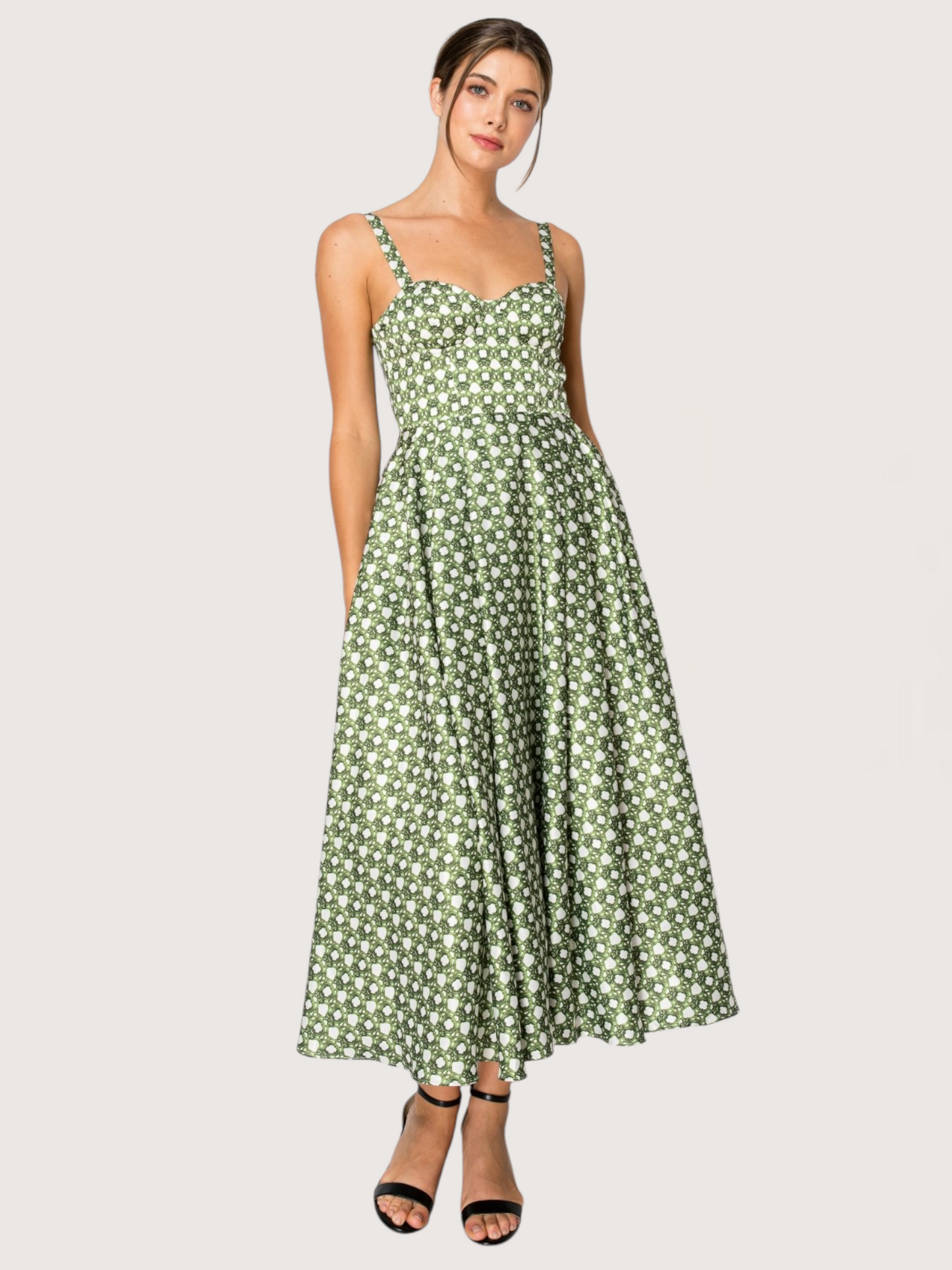 Trellis Print Midi Dress