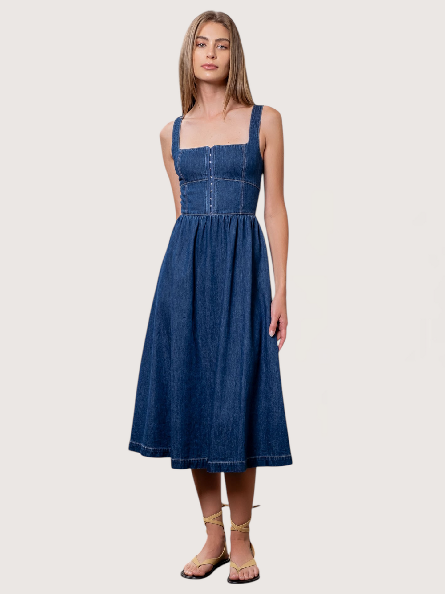 Fitted Waist Denim Dress