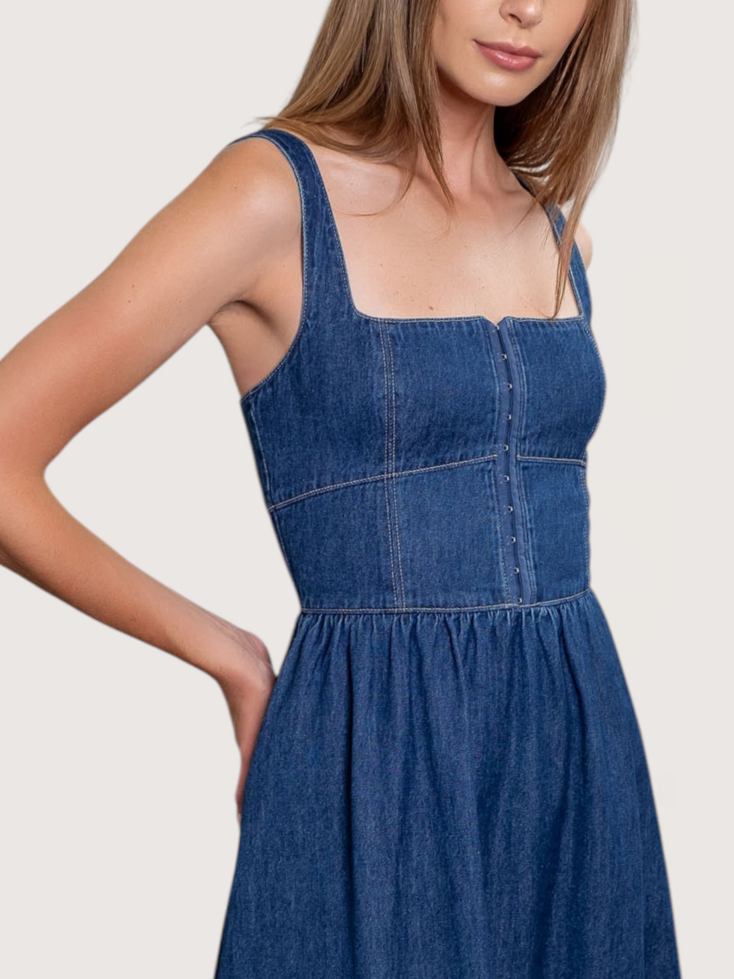 Fitted Waist Denim Dress