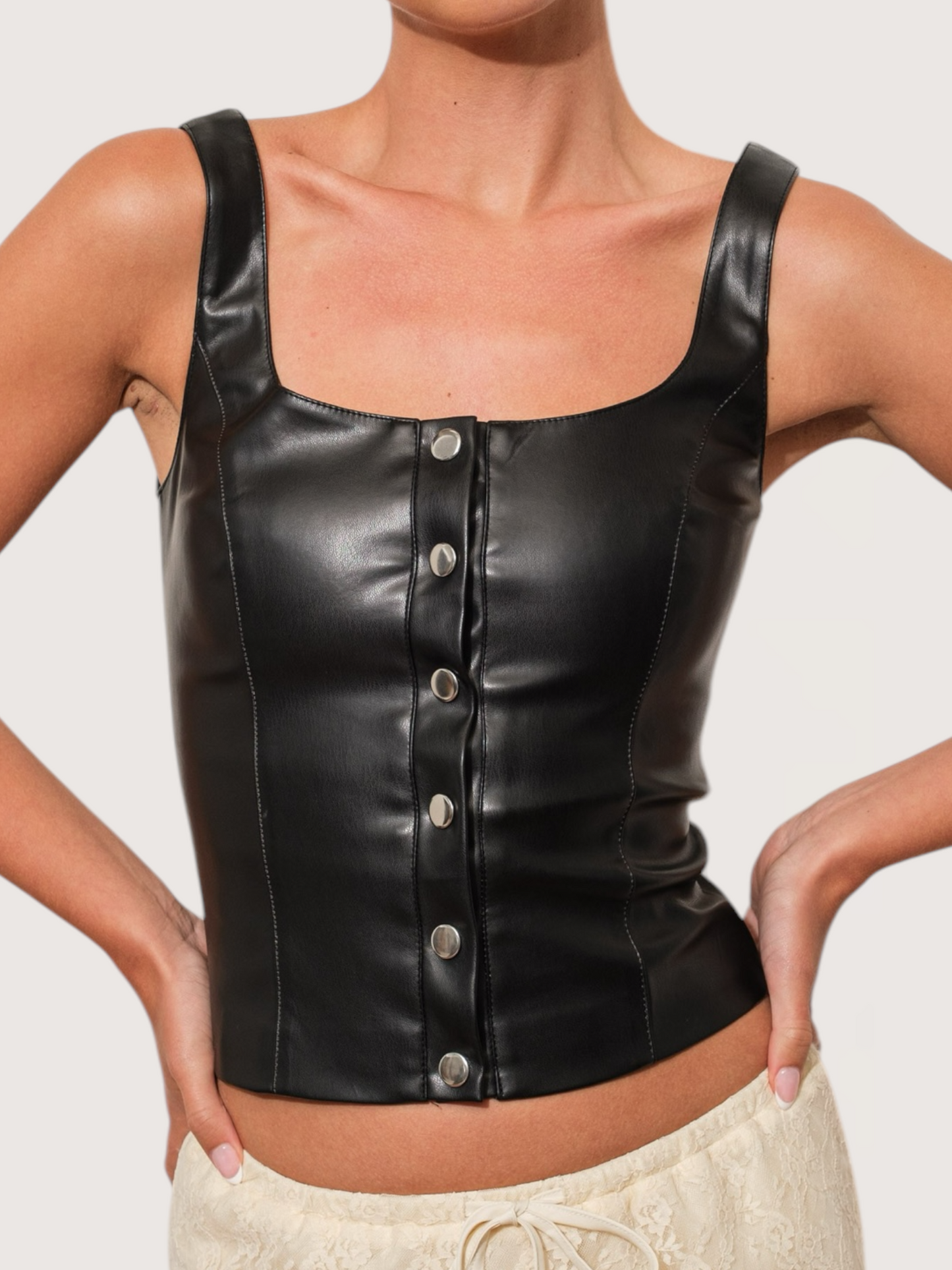 Leather Button Tank