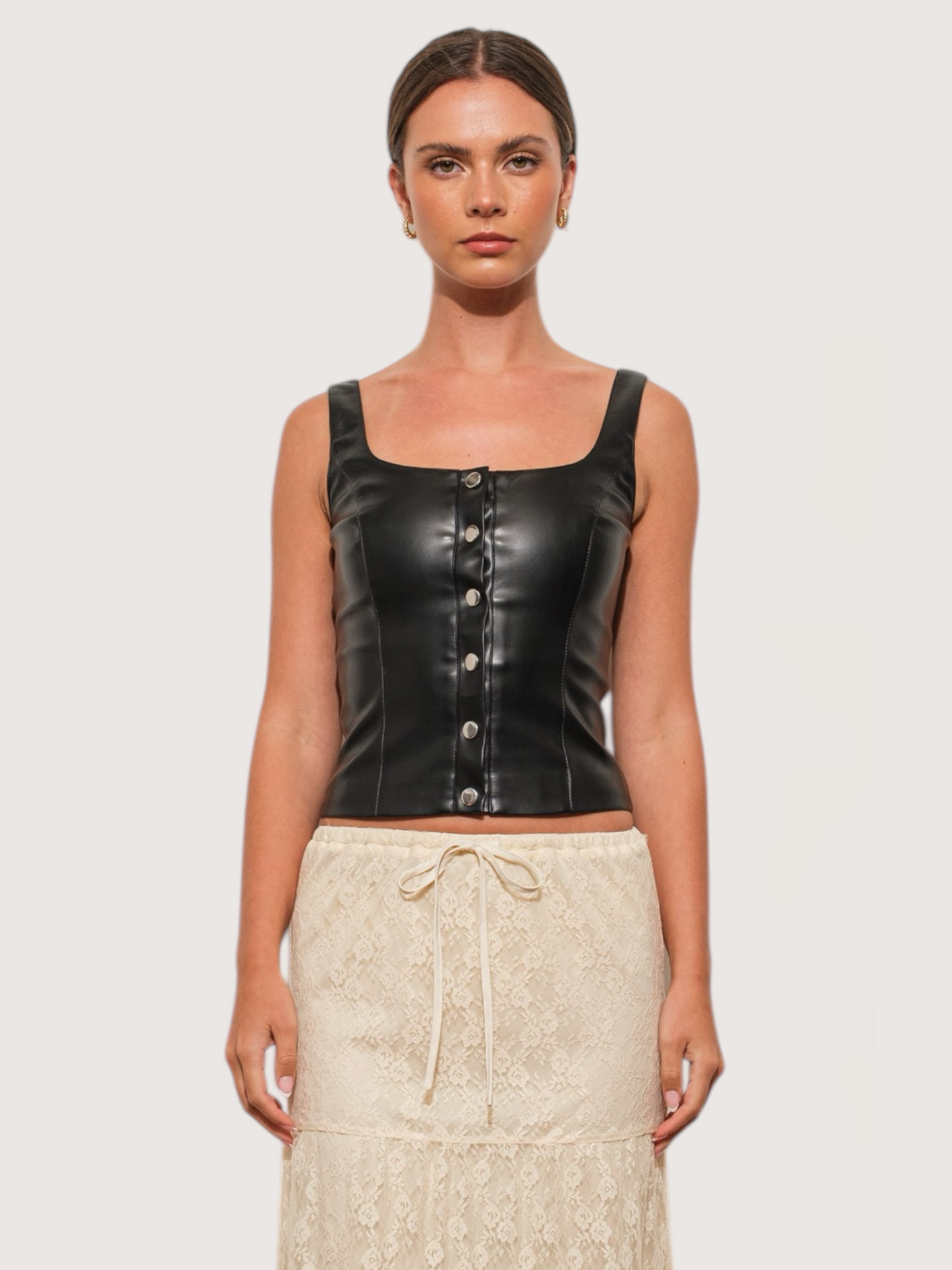 Leather Button Tank