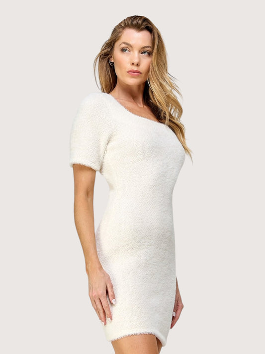 Fuzzy Square Neck Dress