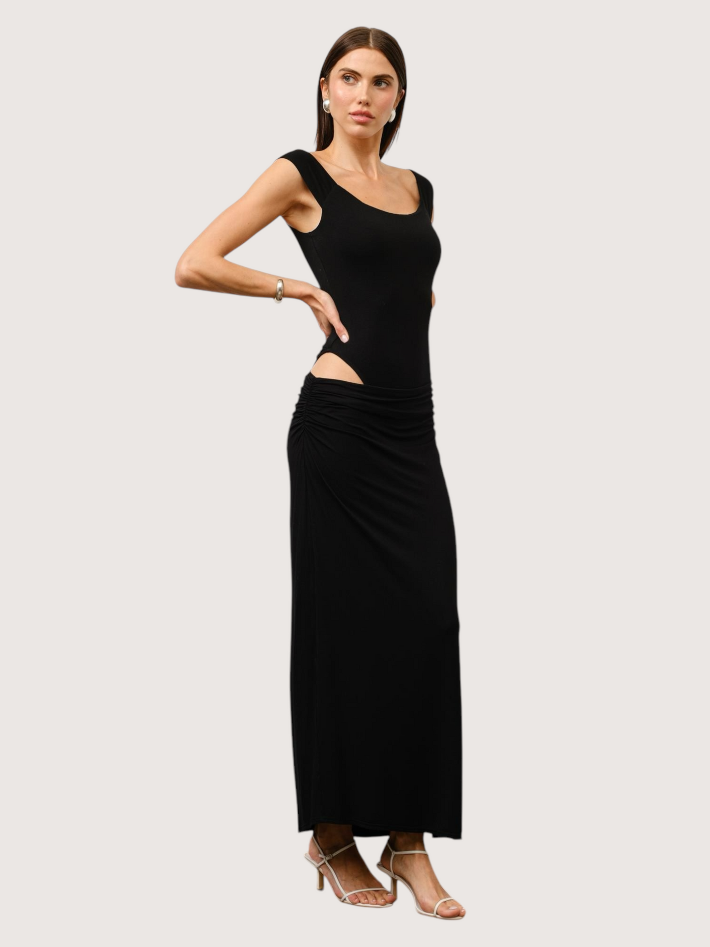 Draped Hip Maxi Dress