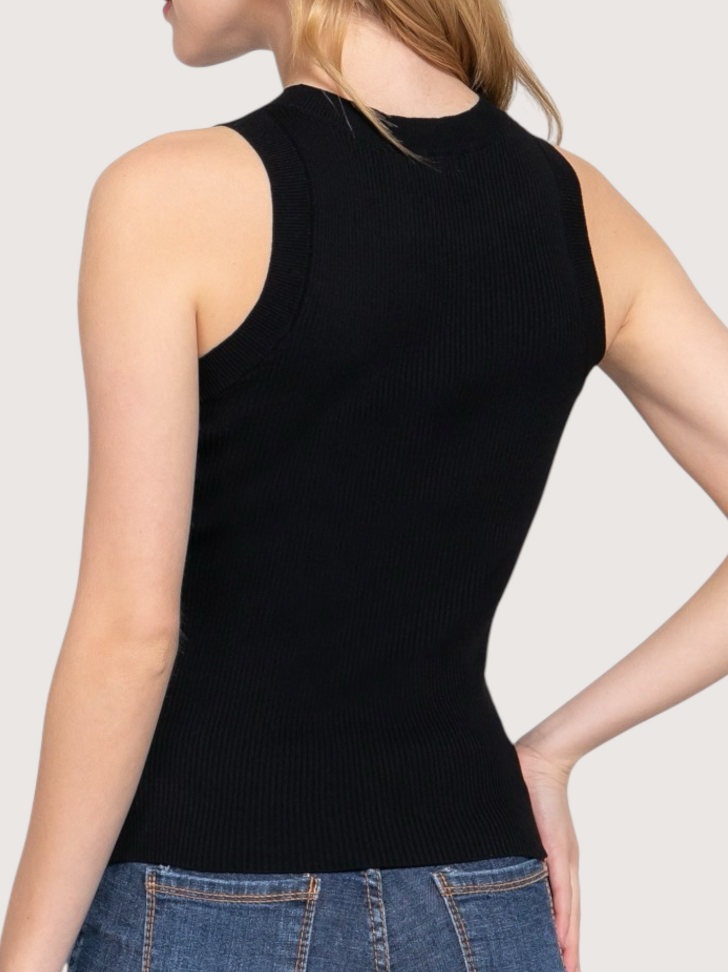 Sleeveless Knit Tank | Black