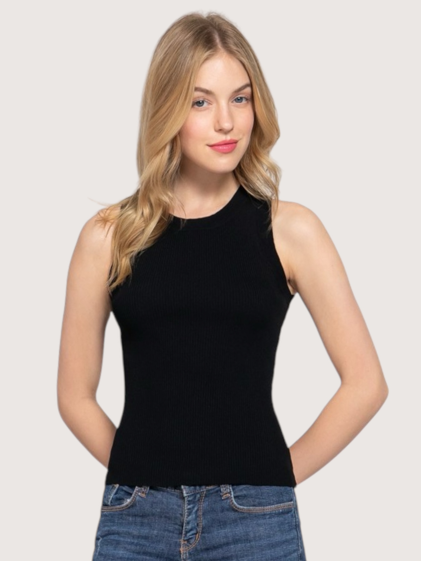 Sleeveless Knit Tank | Black