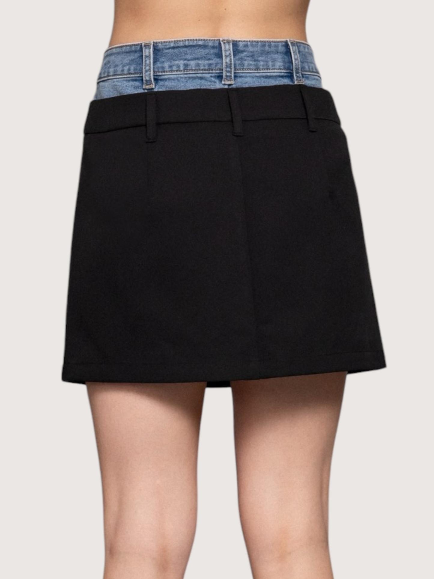 Contrast Denim Waist Skort