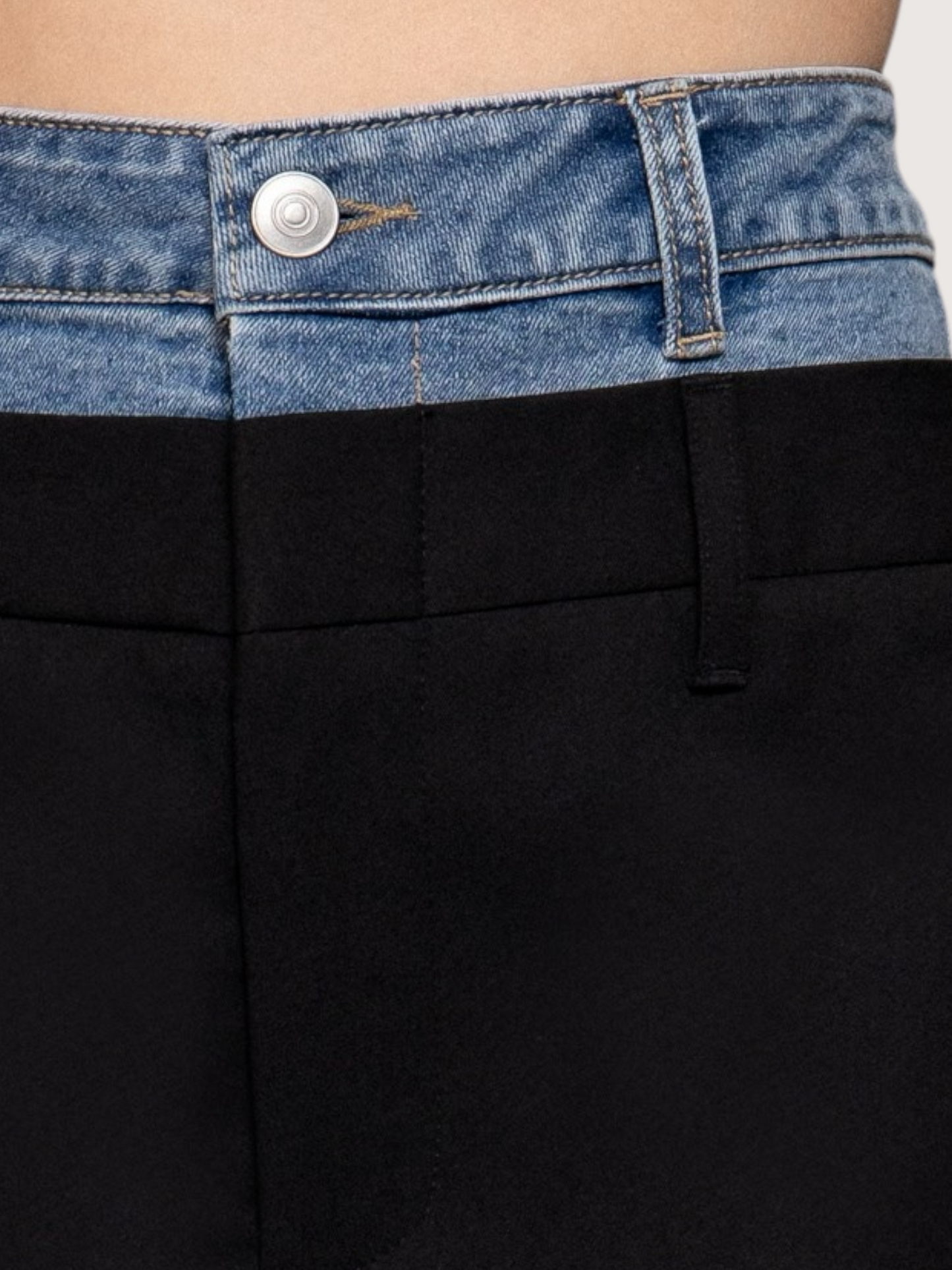 Contrast Denim Waist Skort