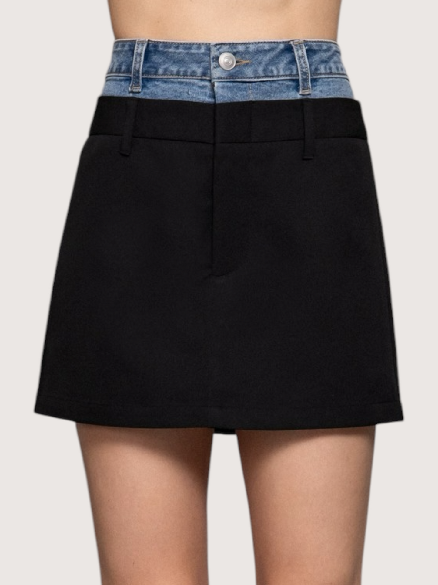 Contrast Denim Waist Skort