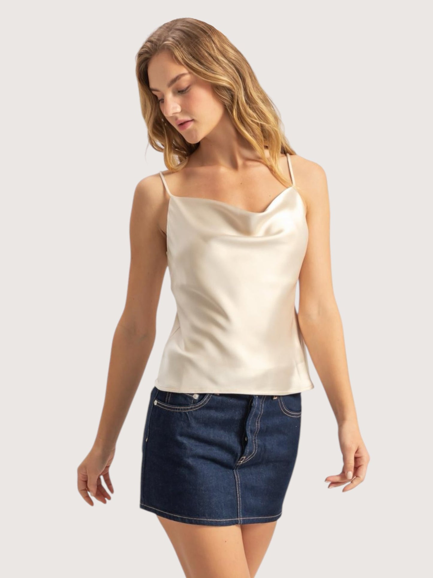 Cowl Neck Satin Tank