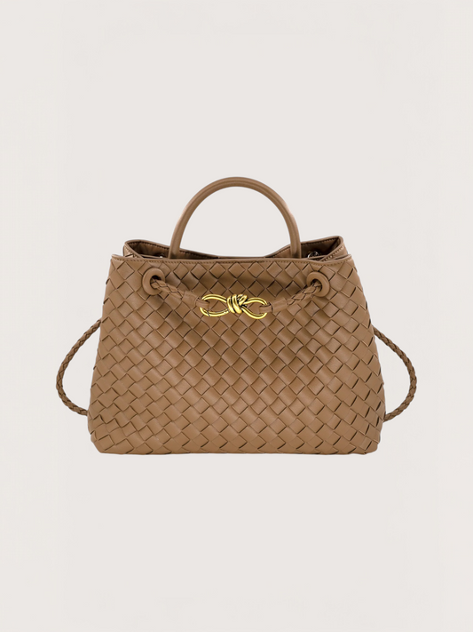 Large Weaved Bow Tote | Tan