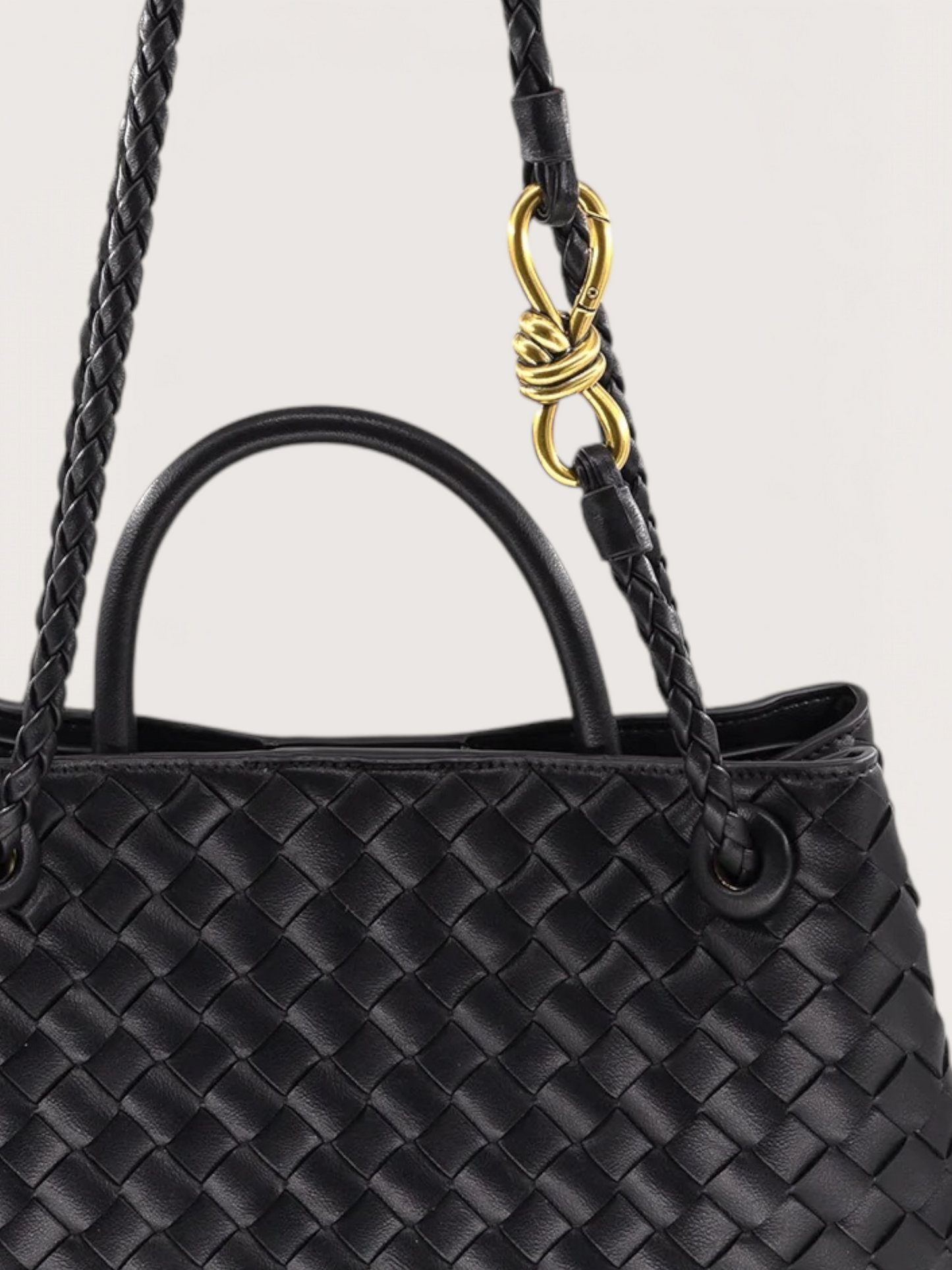 Large Weaved Bow Tote | Black