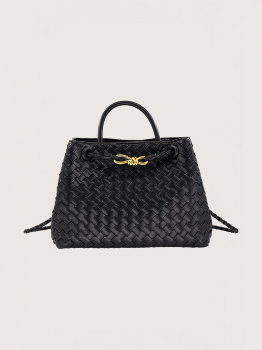 Large Weaved Bow Tote | Black