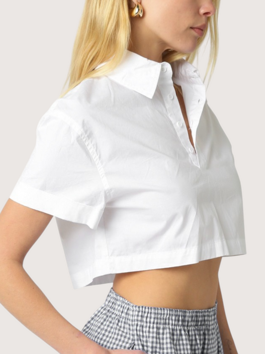 Cropped Button Up Top