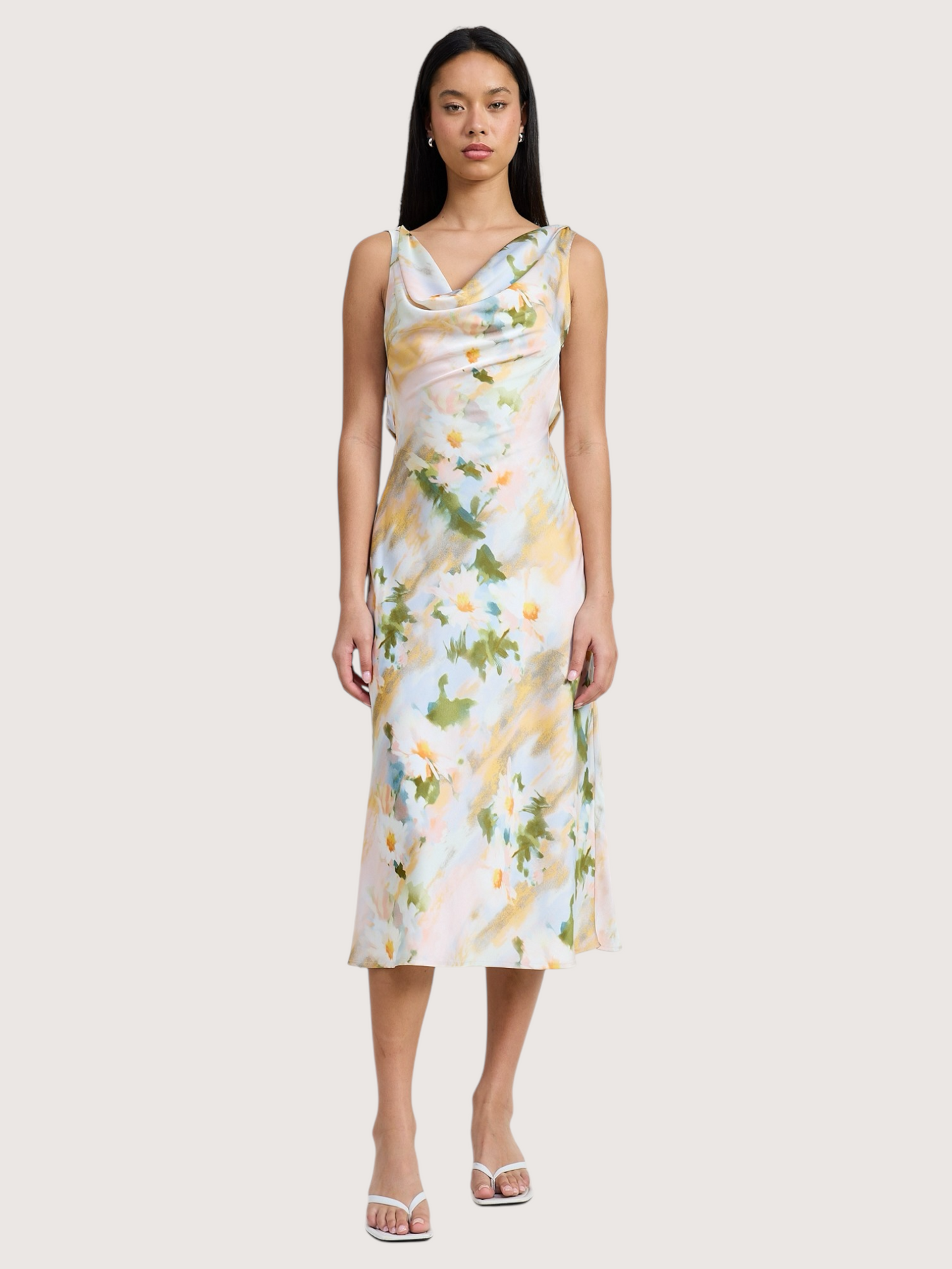 Cowl Neck Floral Dress