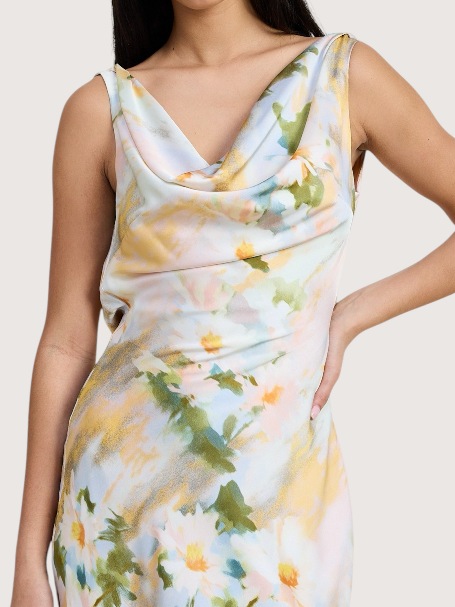 Cowl Neck Floral Dress