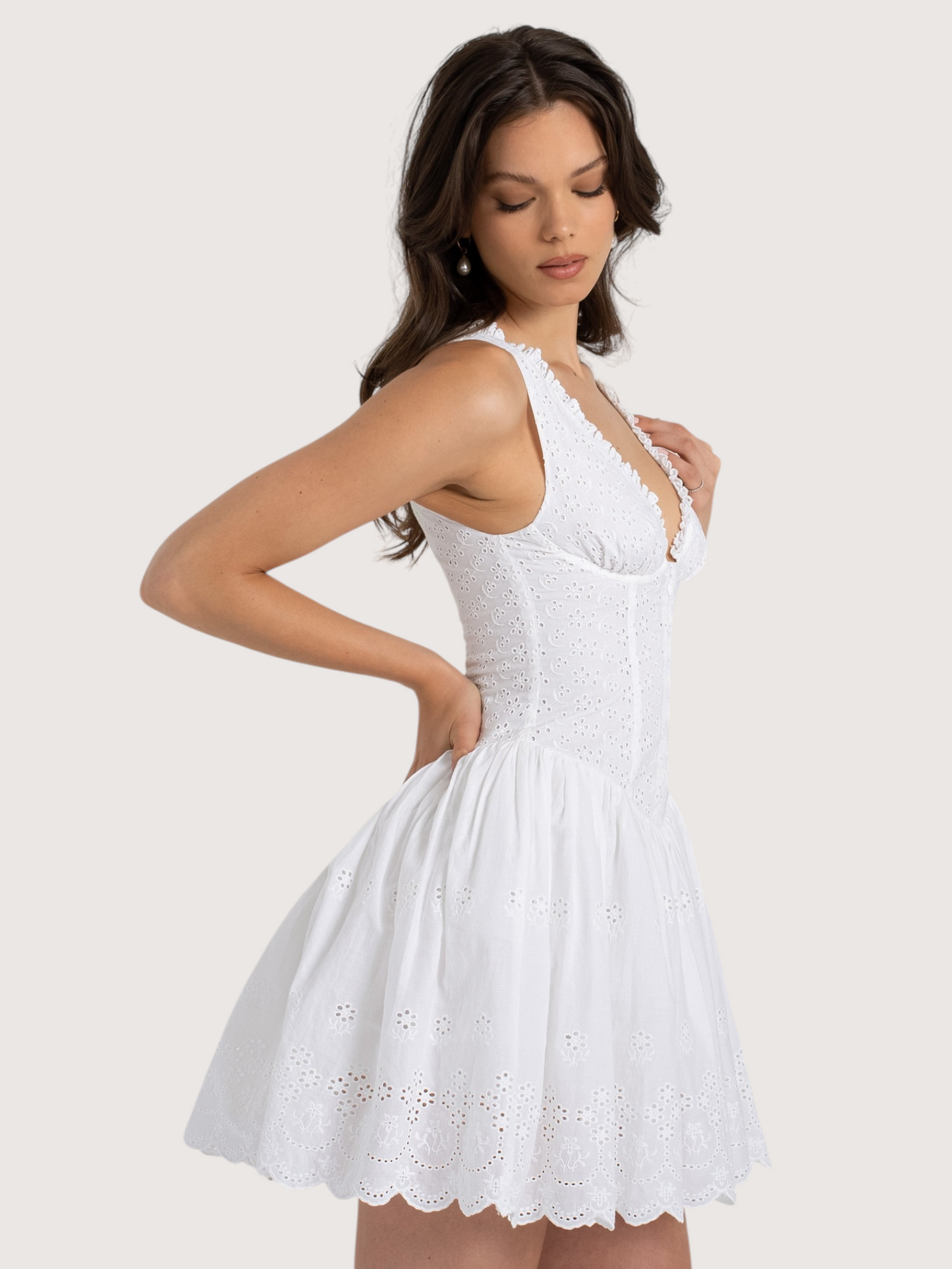 Eyelet Bustier Mini Dress