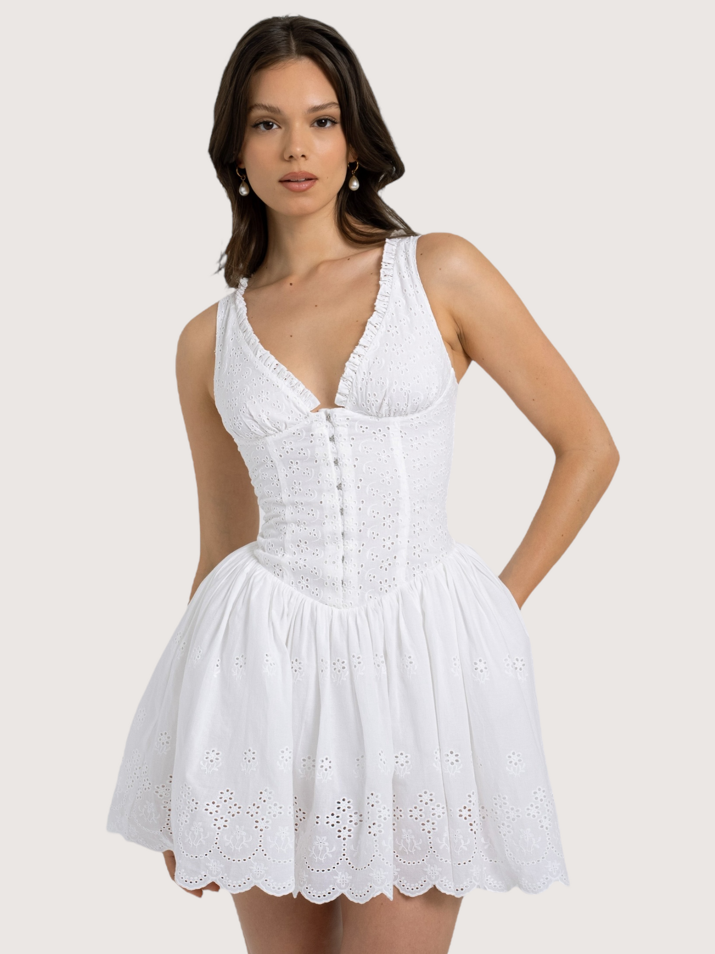 Eyelet Bustier Mini Dress