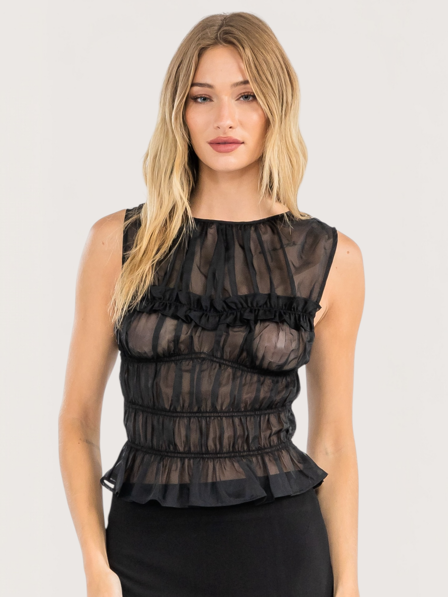 Sheer Smocked Tank