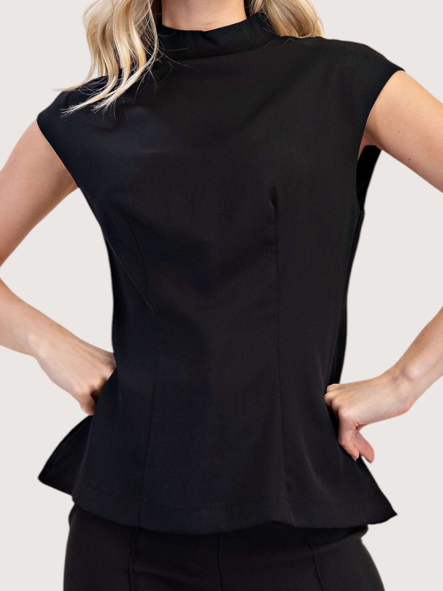 Mock Neck Peplum Top