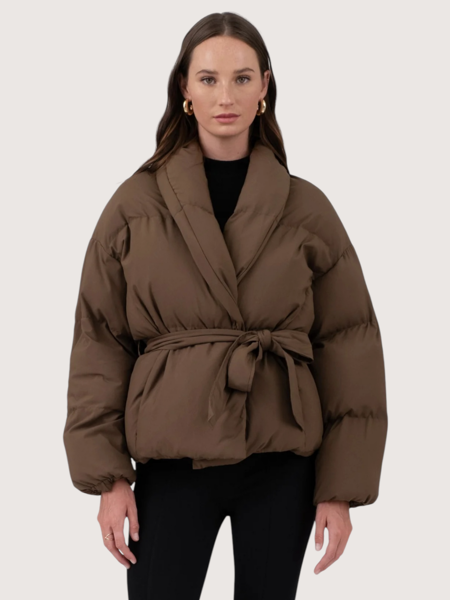 Waist Tie Puffer Coat