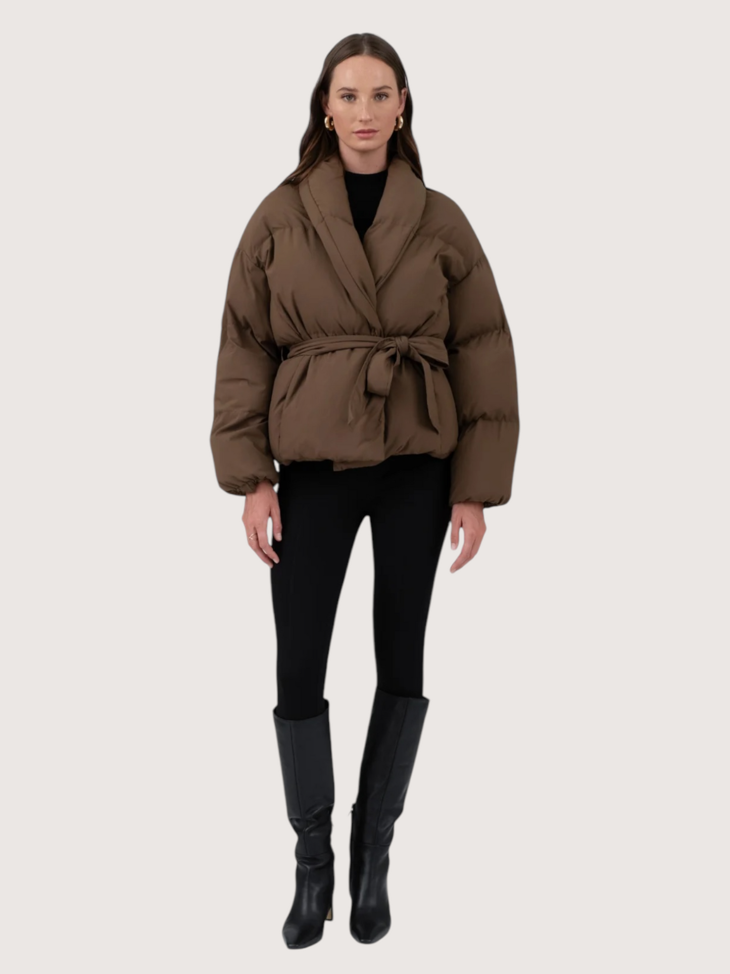 Waist Tie Puffer Coat