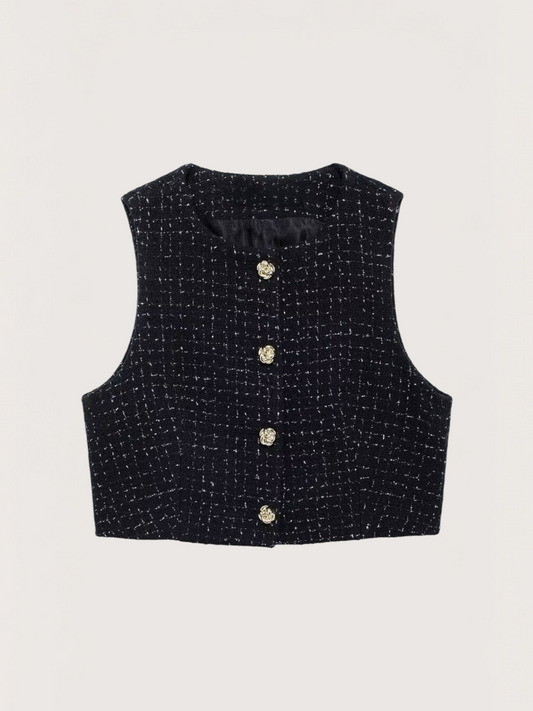 Button Up Tweed Vest