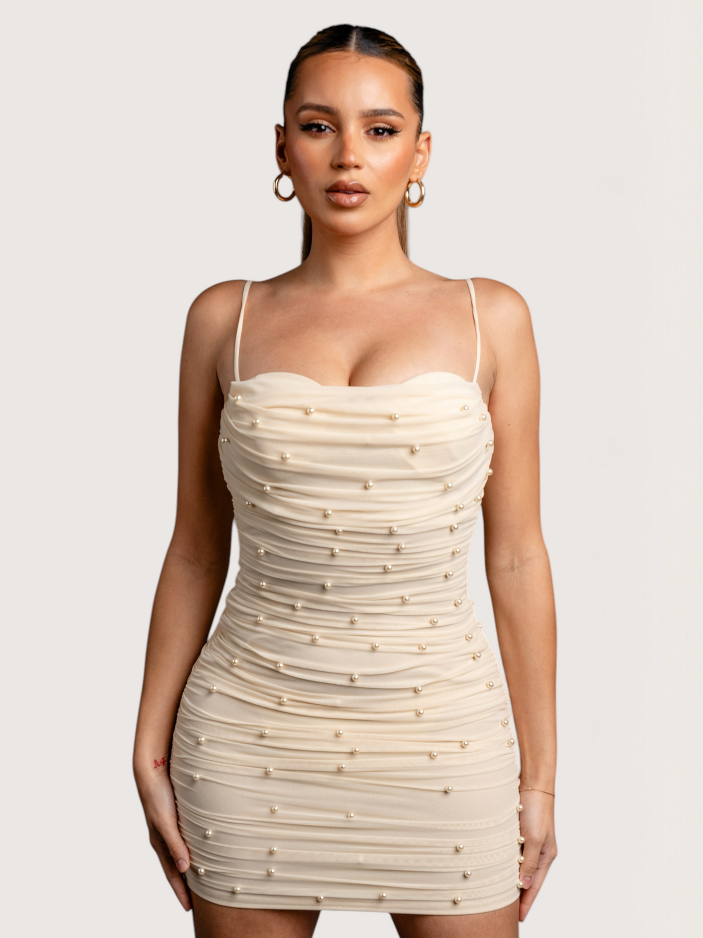 Pearl Mesh Mini Dress